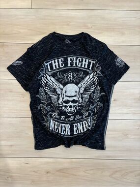 Rebel & Soul Y2K grunge Men's Black Graphic Short Sleeve Tee with Skull & Wings